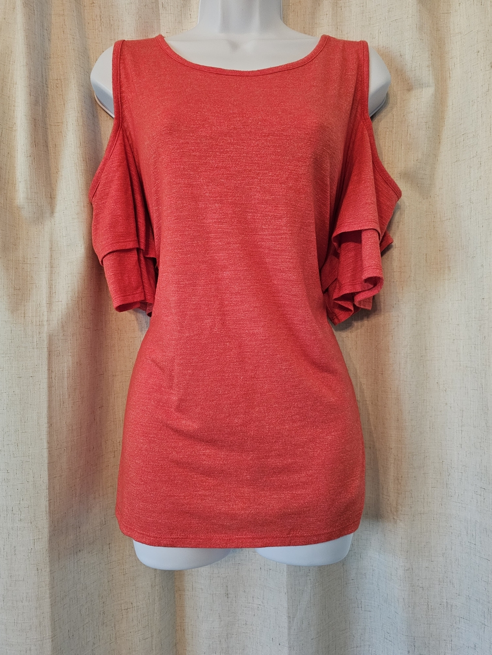 Maurices Red Cold-Shoulder Ruffle Sleeve Top